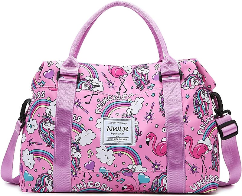 NWLR Travel Duffle Bag Weekender Overnight Bag Gym Tote with Dry and Wet Separated Pocket for Women Girls Shoulder Workout Duffel Bag Water Resistant (rainbow unicorn) - Image 1